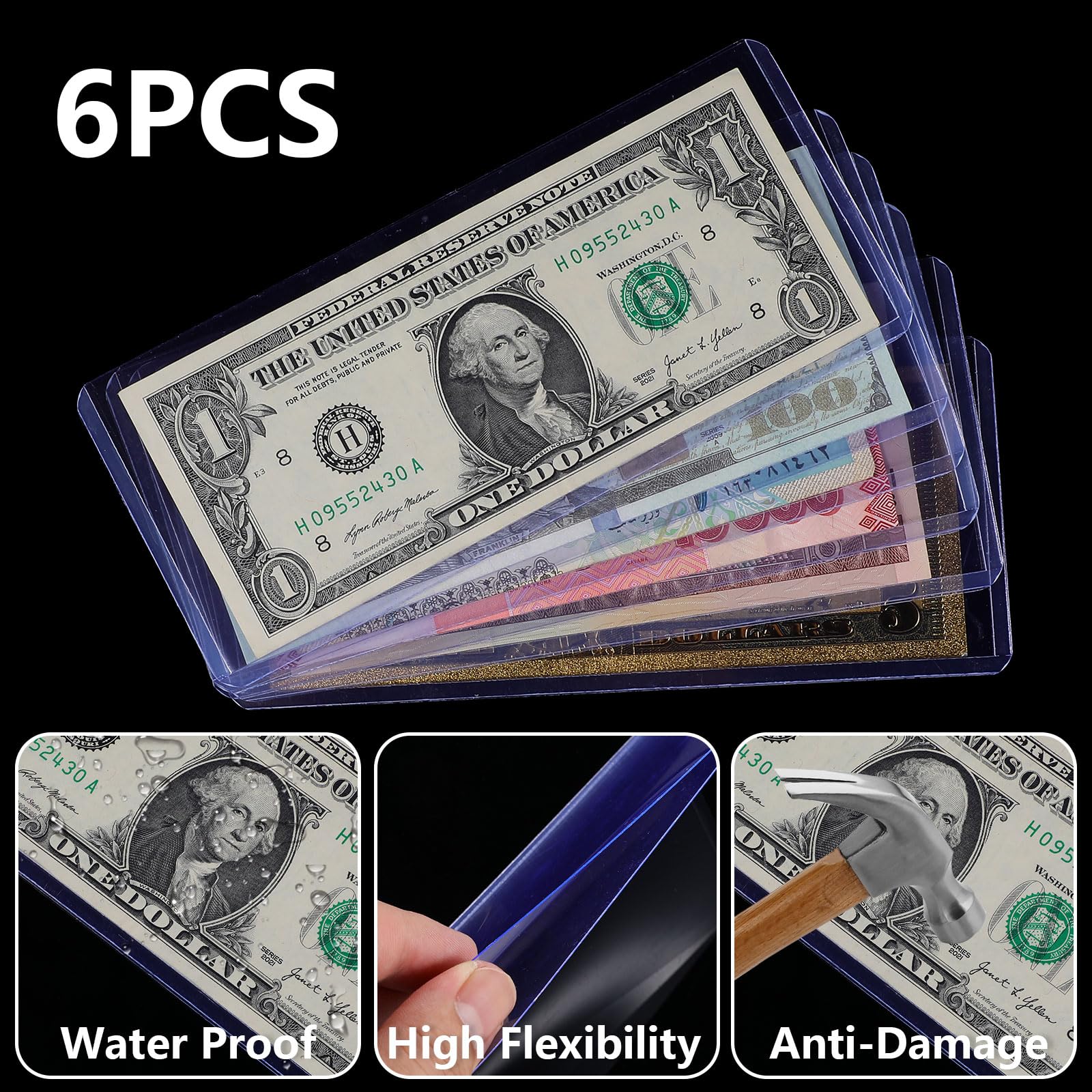 Prasacco bill protector sleeve for currency storage guards from dust while staying rigid