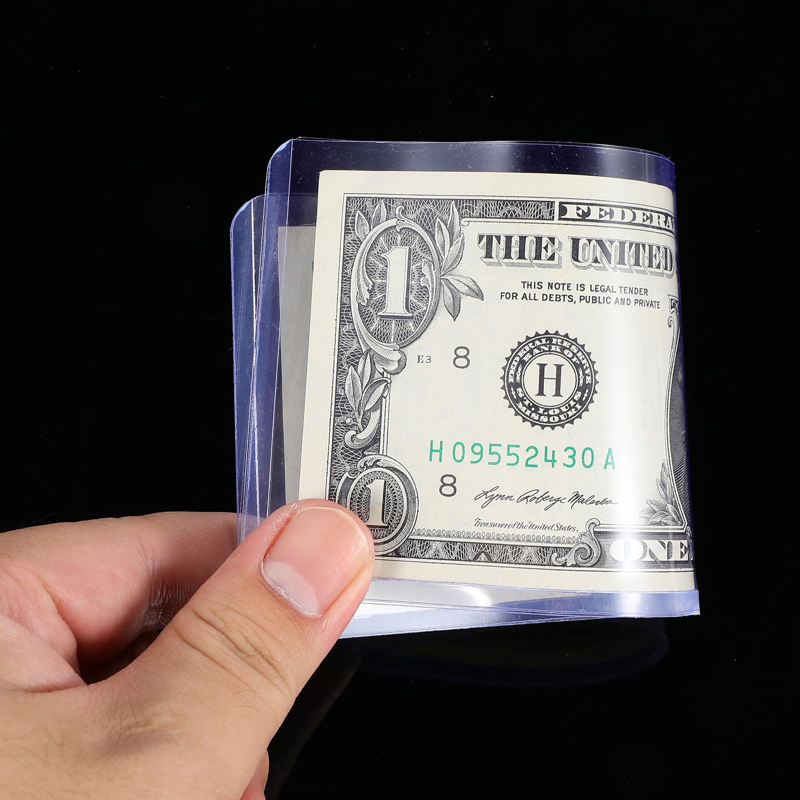 Prasacco dollar bill display sleeve offers crystal-clear visibility for banknotes