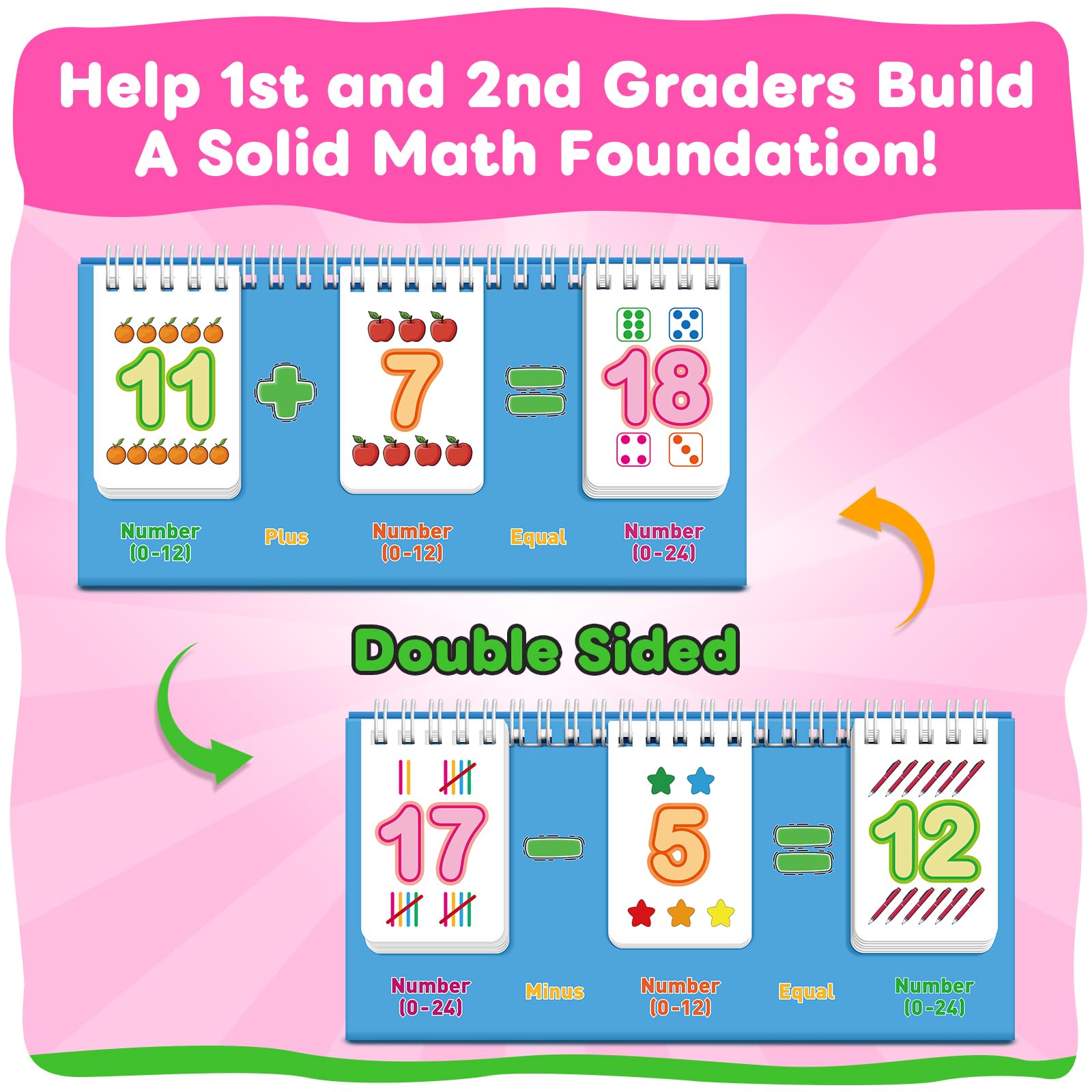 PraxiKidy subtraction cards cover 24-0 to 24-12 range for practice
