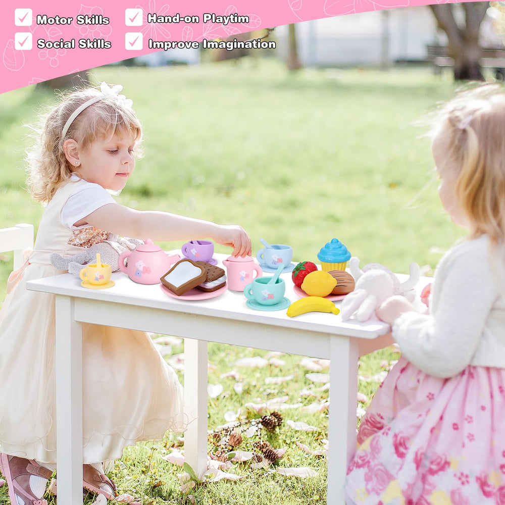 PRE-WORLD silicone tea set fruit play pieces boost storytelling play