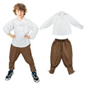 Prebene boys pirate set shirt and ankle pants in white and brown, ready for play.