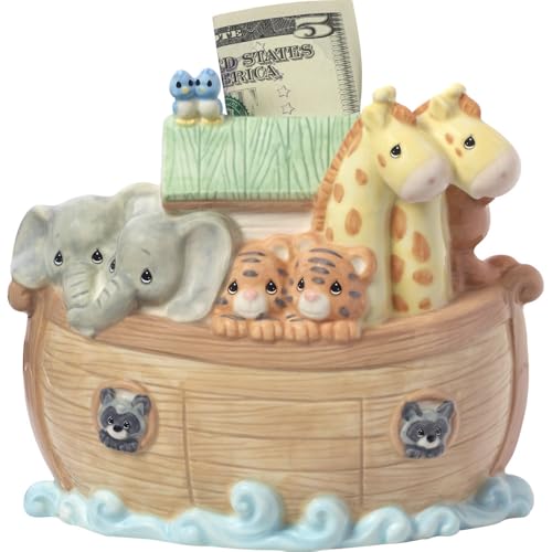 Precious Moments Noah's Ark porcelain coins slot shows secure first-coin storage