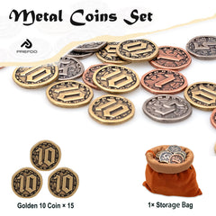 Close-up of Prefdo bronze coin weight, highlighting 4 g feel during play.