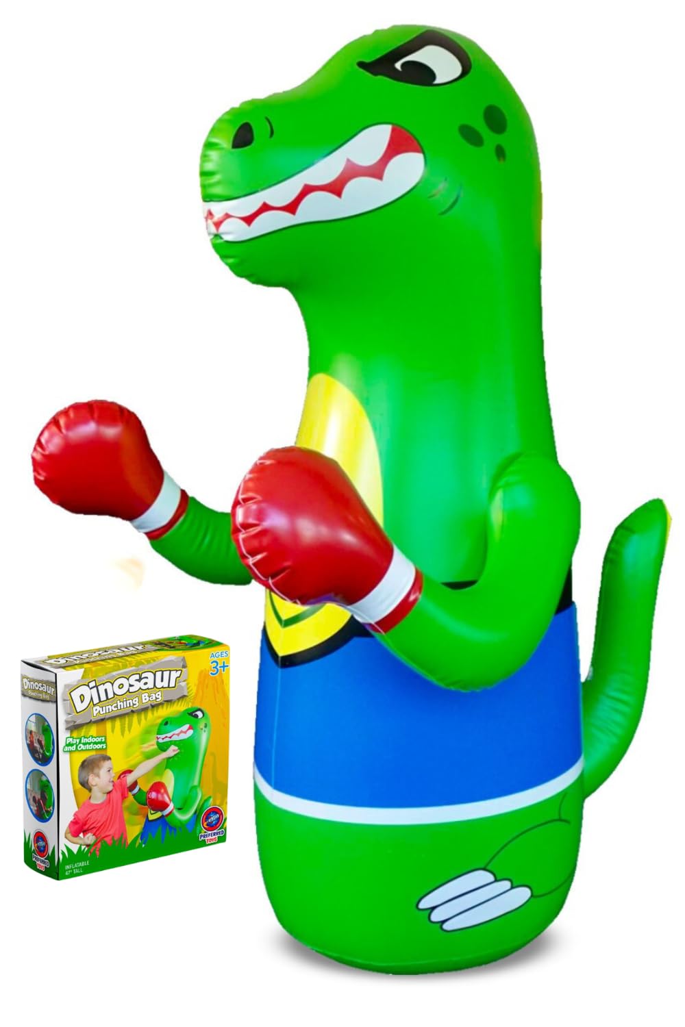 Preferred Toys dinosaur punching bag setup for quick indoor or outdoor play sessions