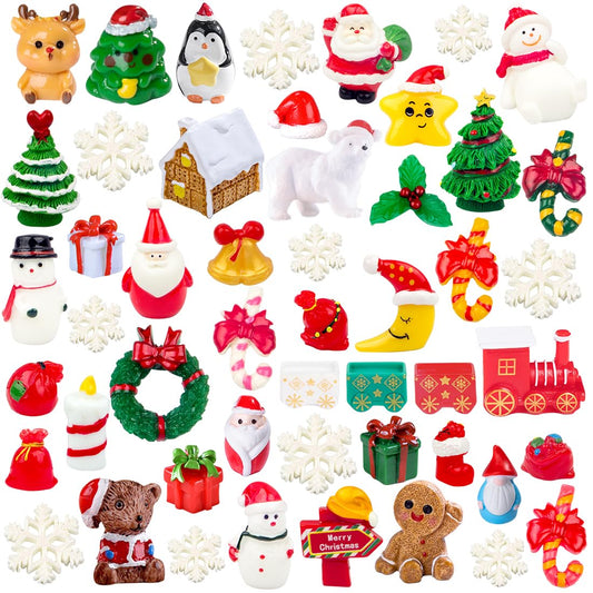 Prehalpty miniature Christmas figurines snowflakes for crafting and festive displays.