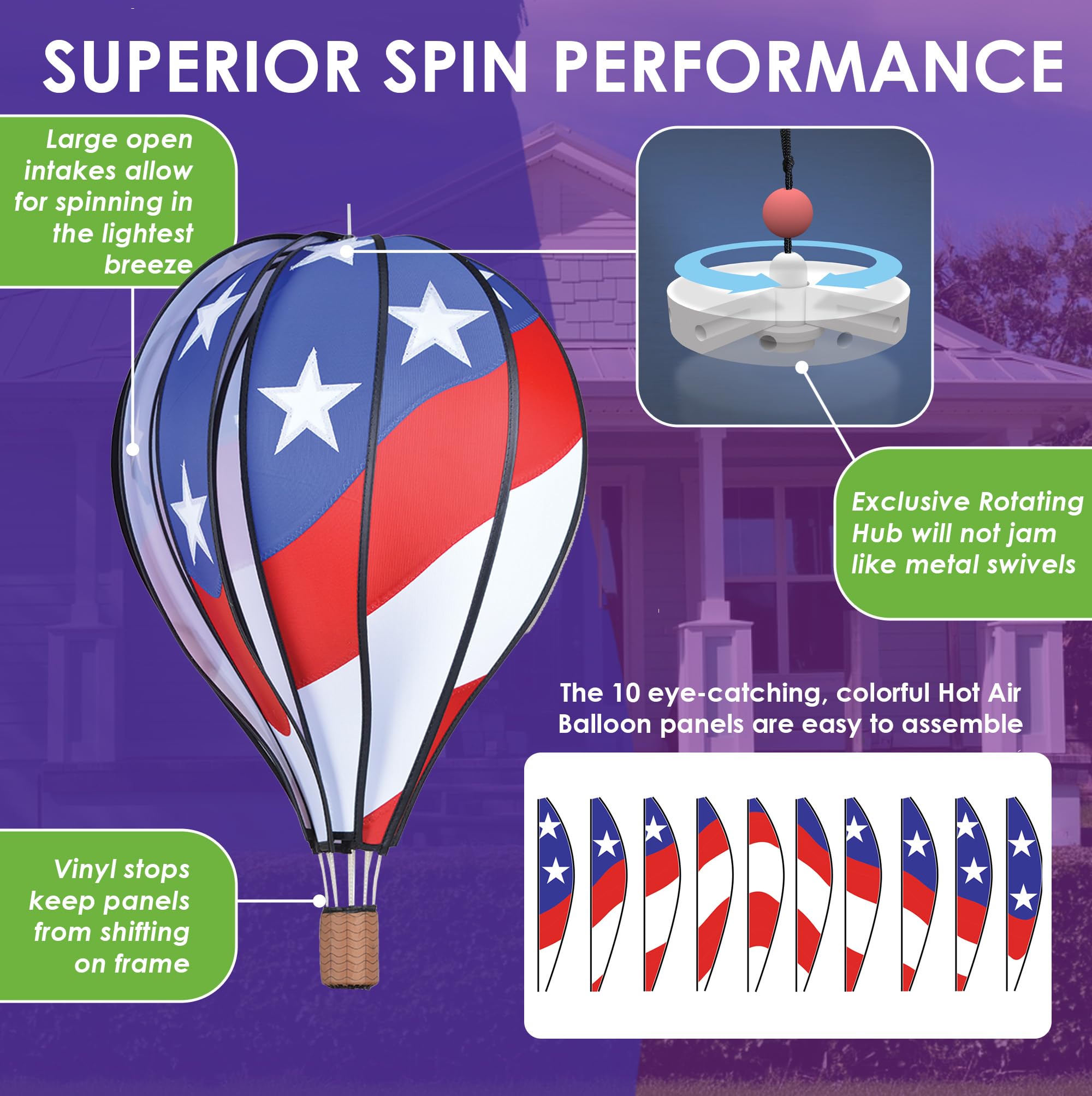 Premier Kites garden hanging spinner ready for easy patio display.