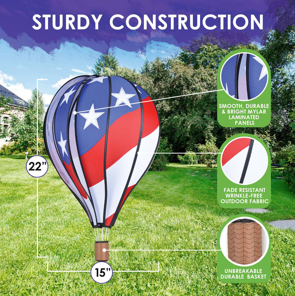 Premier Kites weather-resistant outdoor spinner withstands sun, wind, and rain.