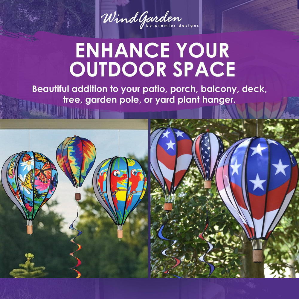 Premier Kites yard decor shows dynamic movement and color in breeze.