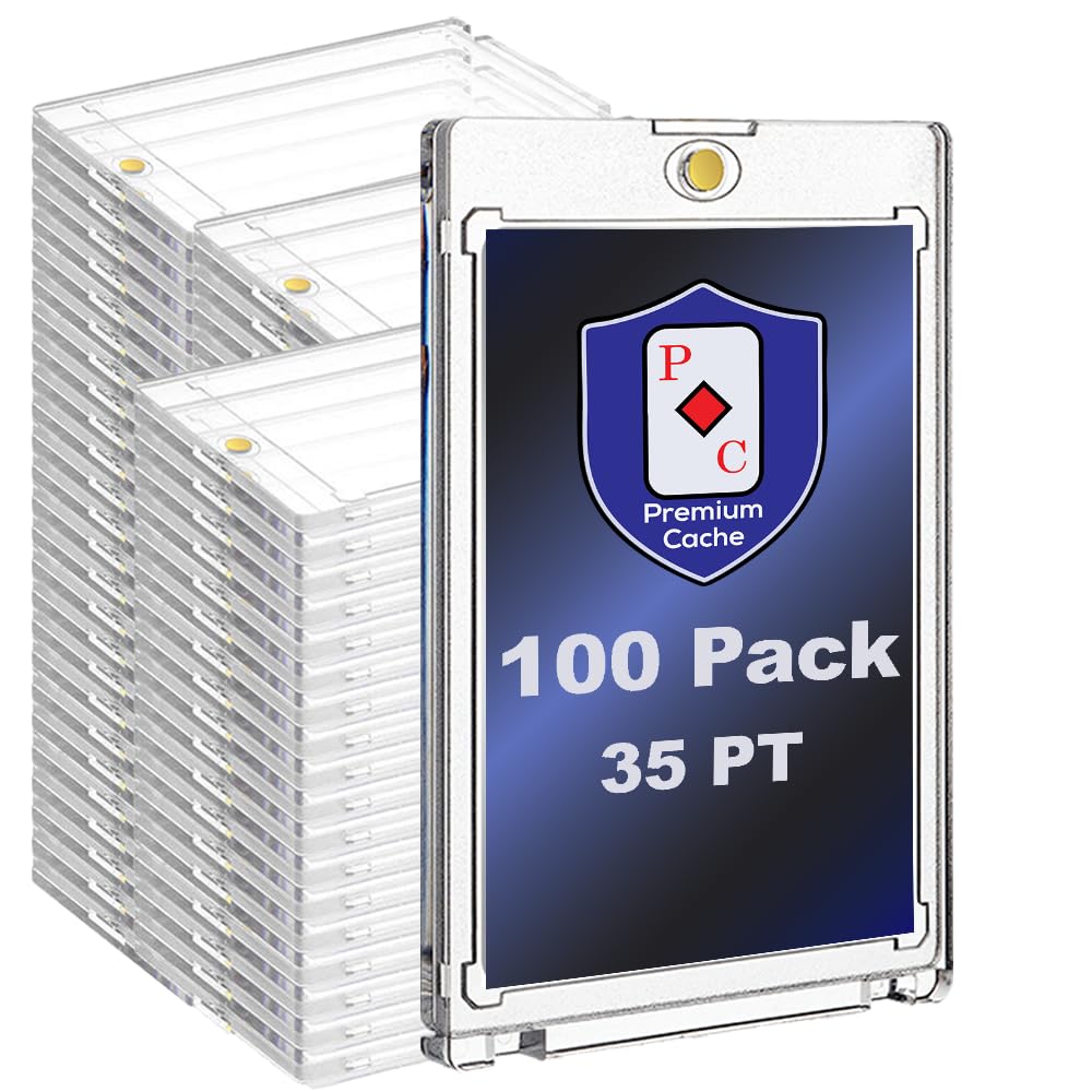 Premium Cache magnetic card holders 35pt front view shows crystal-clear display.