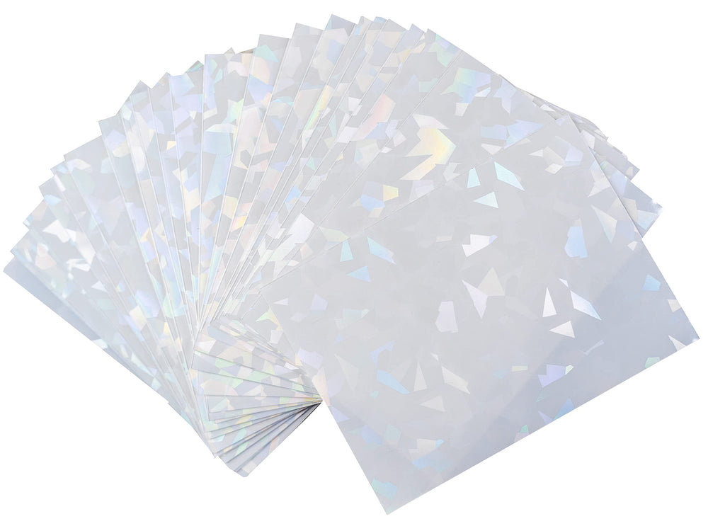 Premium Preferred Protection 100 White Holographic Card Sleeves front view, holo shine for collectors