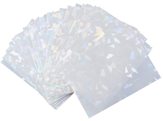 Premium Preferred Protection 100 White Holographic Card Sleeves front view, holo shine for collectors