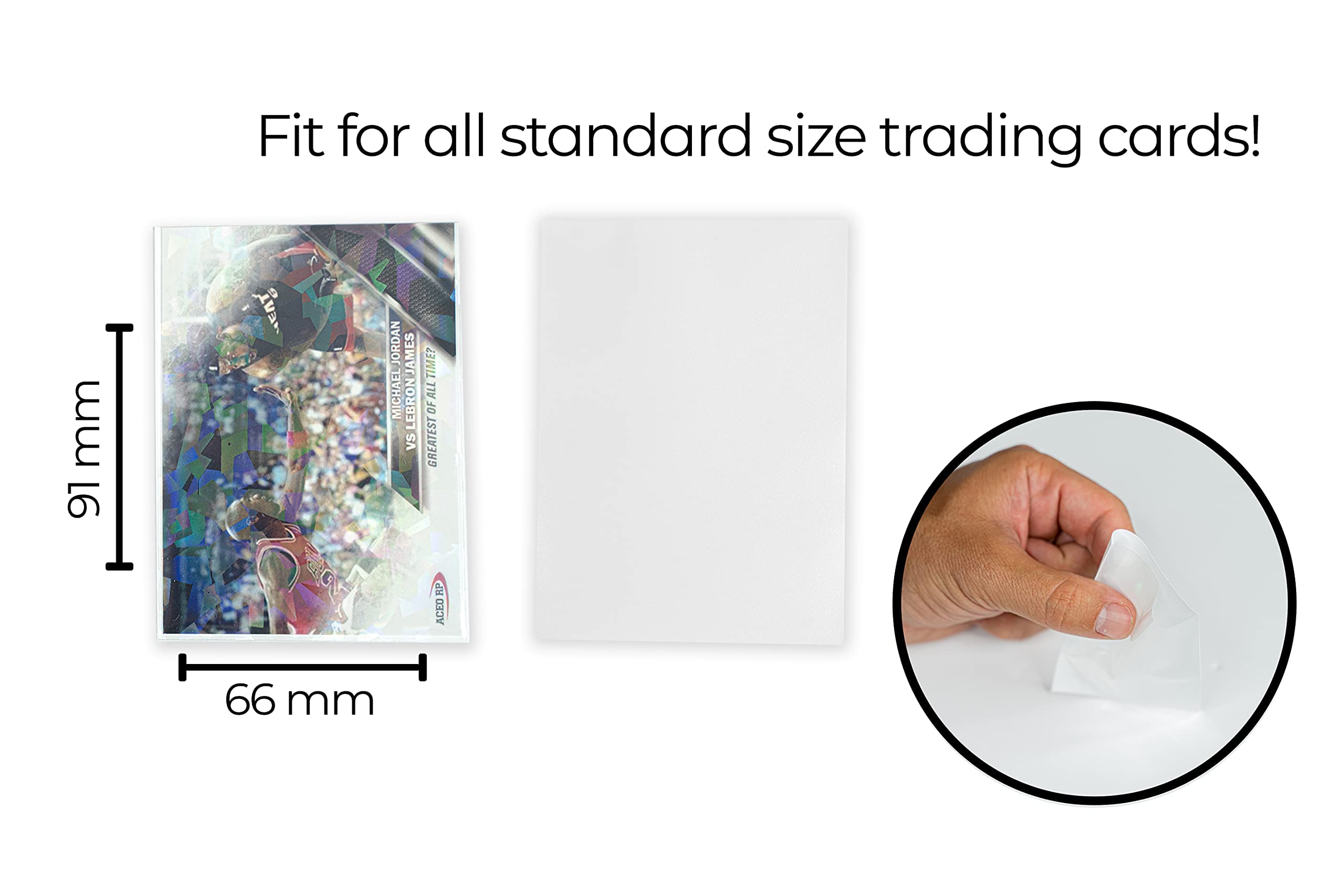 Premium Preferred Protection 100 White Holographic Card Sleeves, standard size fits Pokemon and MTG cards securely