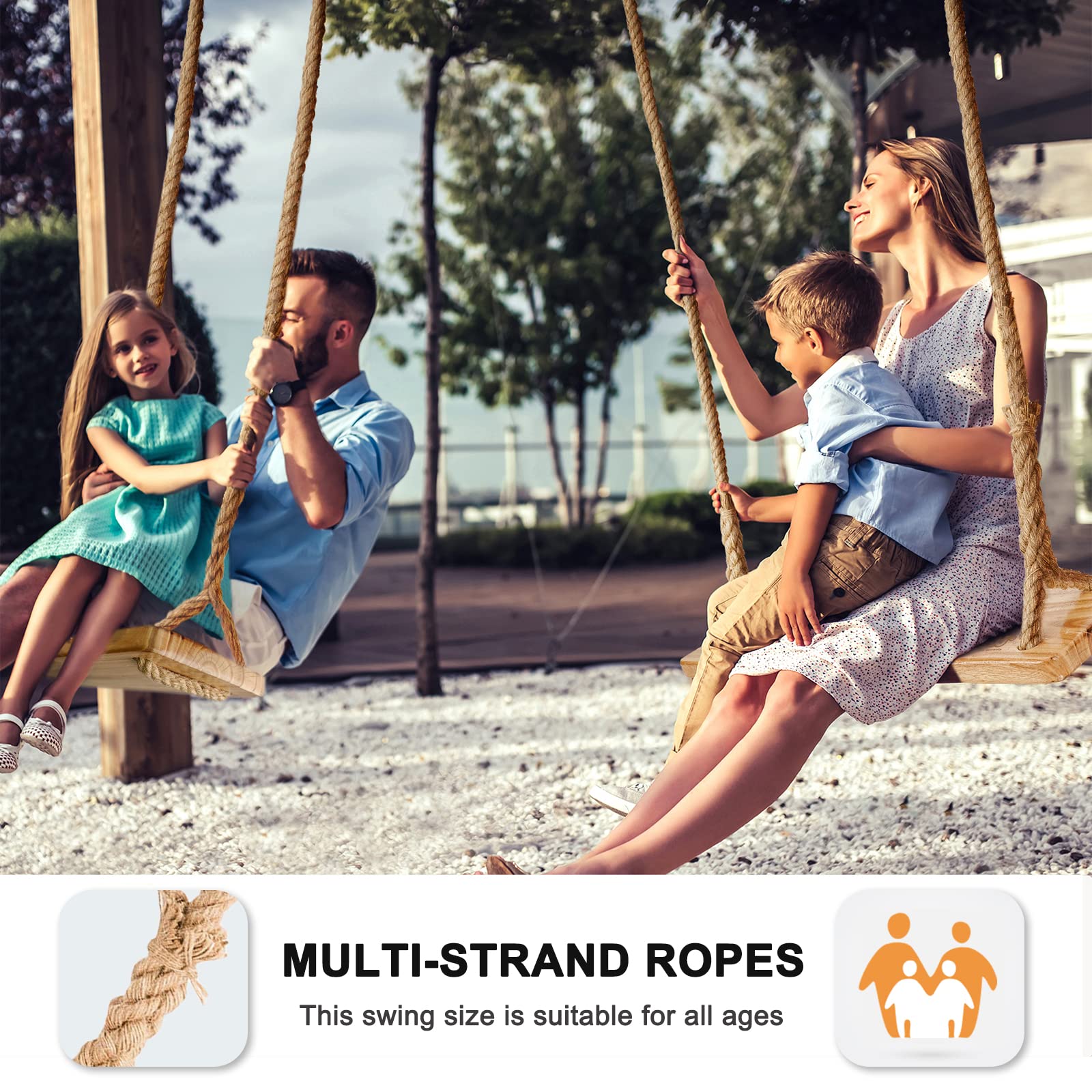 Premkid adjustable hemp rope length illustrates flexible indoor or outdoor hanging options.