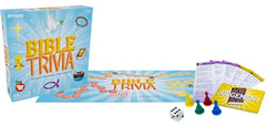 Pressman Bible Trivia components laid out for easy setup and quick play.
