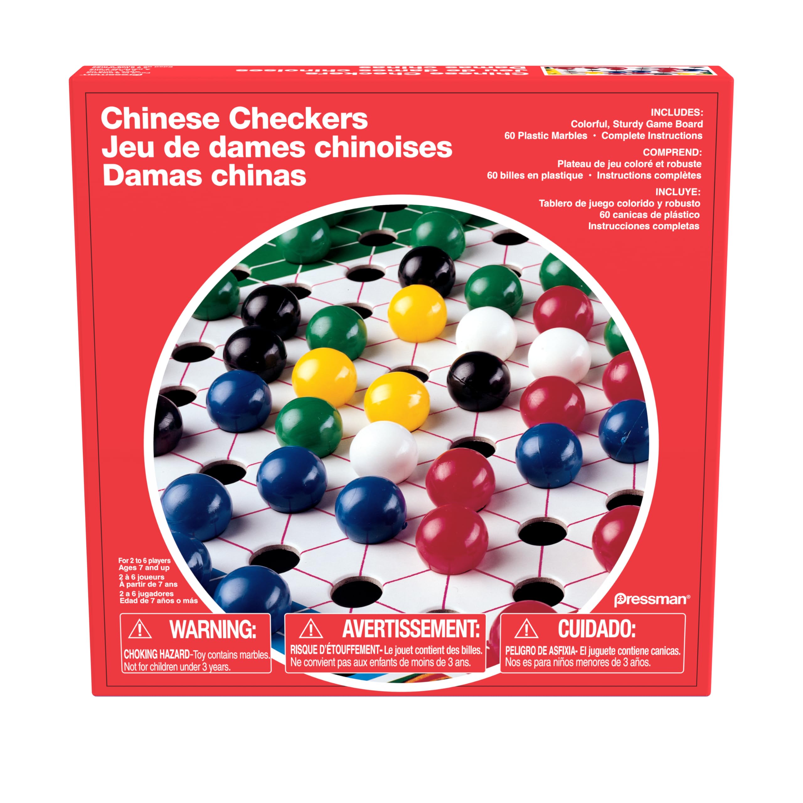 Pressman Chinese Checkers board with marbles ready for family game night