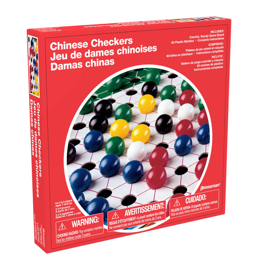 Close-up of Pressman Chinese Checkers bright marbles for colorful strategy