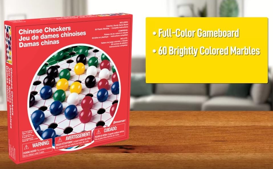 Complete Pressman Chinese Checkers set shown for quick setup and play