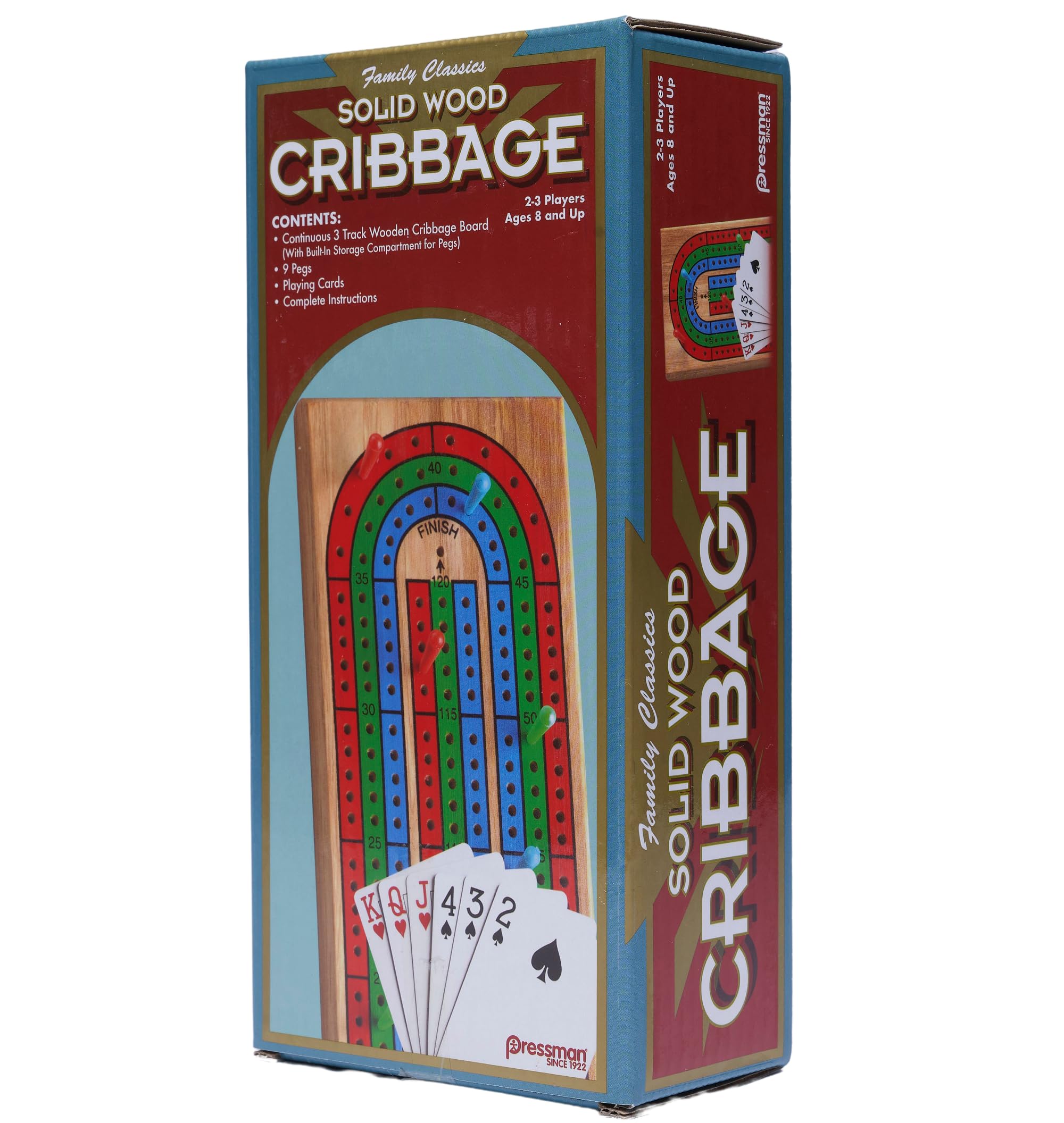 Close-up of Pressman cribbage board wood grain craftsmanship