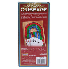 Pressman cribbage board shown with included card deck