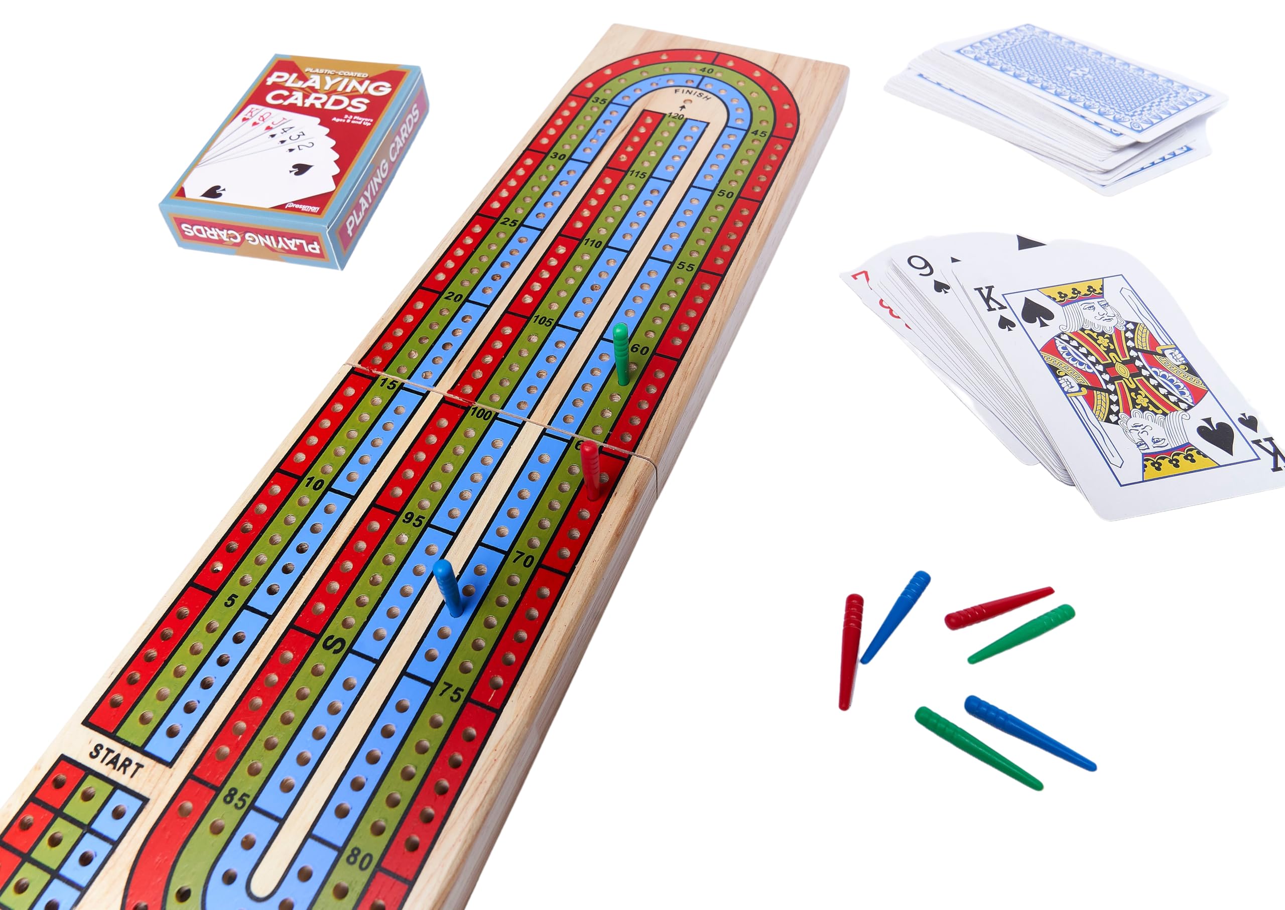 Pressman cribbage board with built-in peg storage compartment