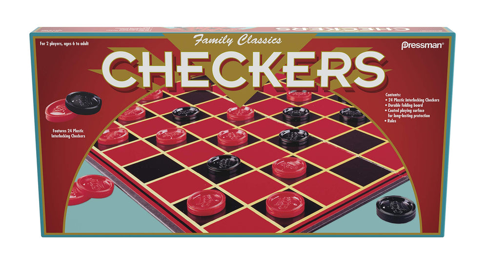 Pressman Family Classics Checkers folding board for easy storage and setup.