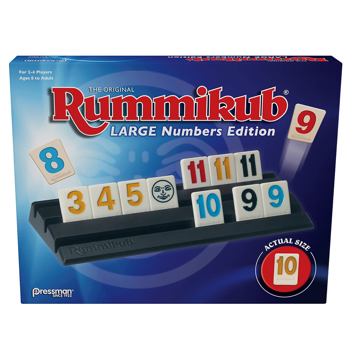 Pressman Rummikub large numbers tiles are easy to read during play.