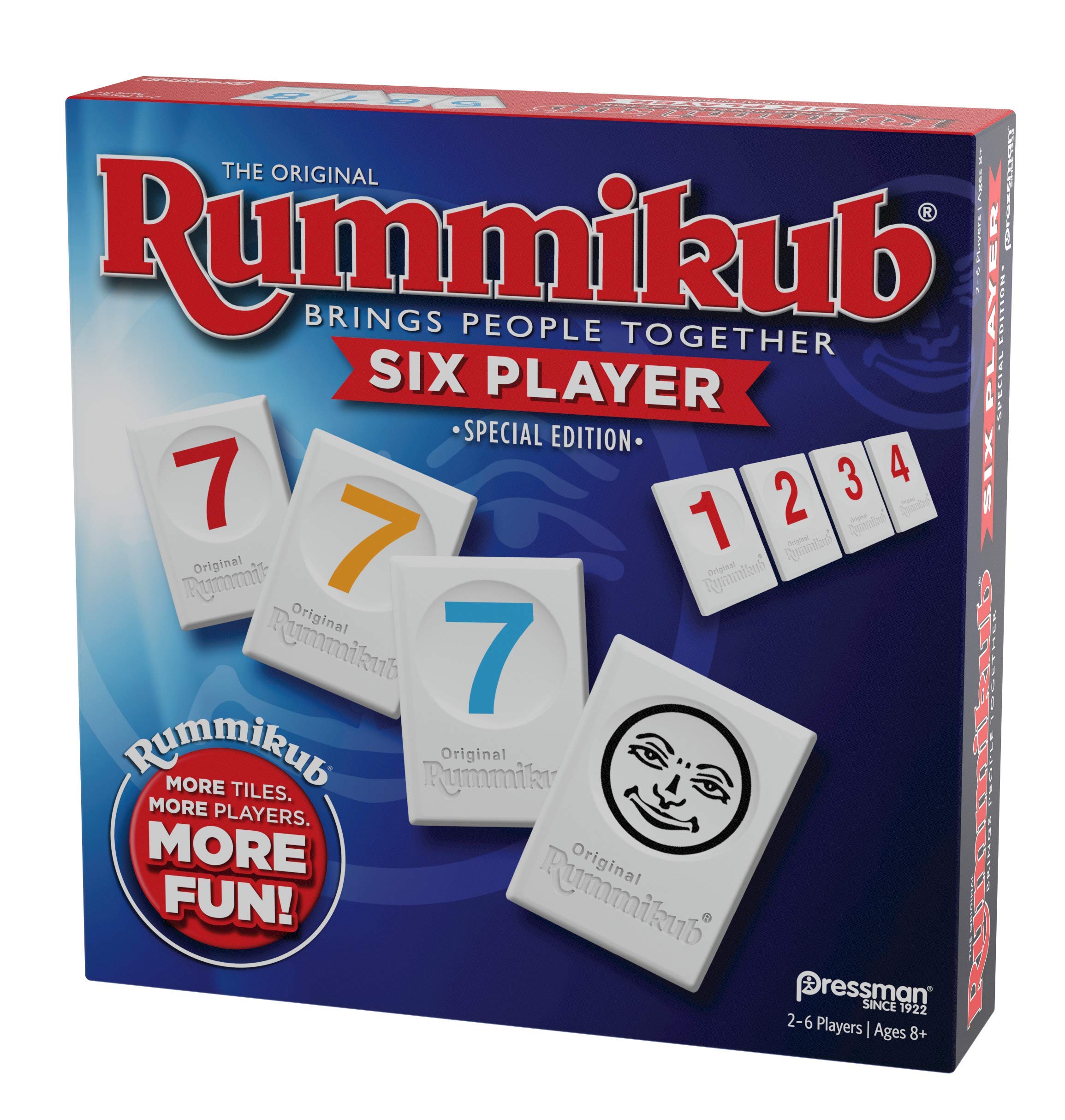 Pressman Rummikub Six Player Edition setup supports 2–6 players