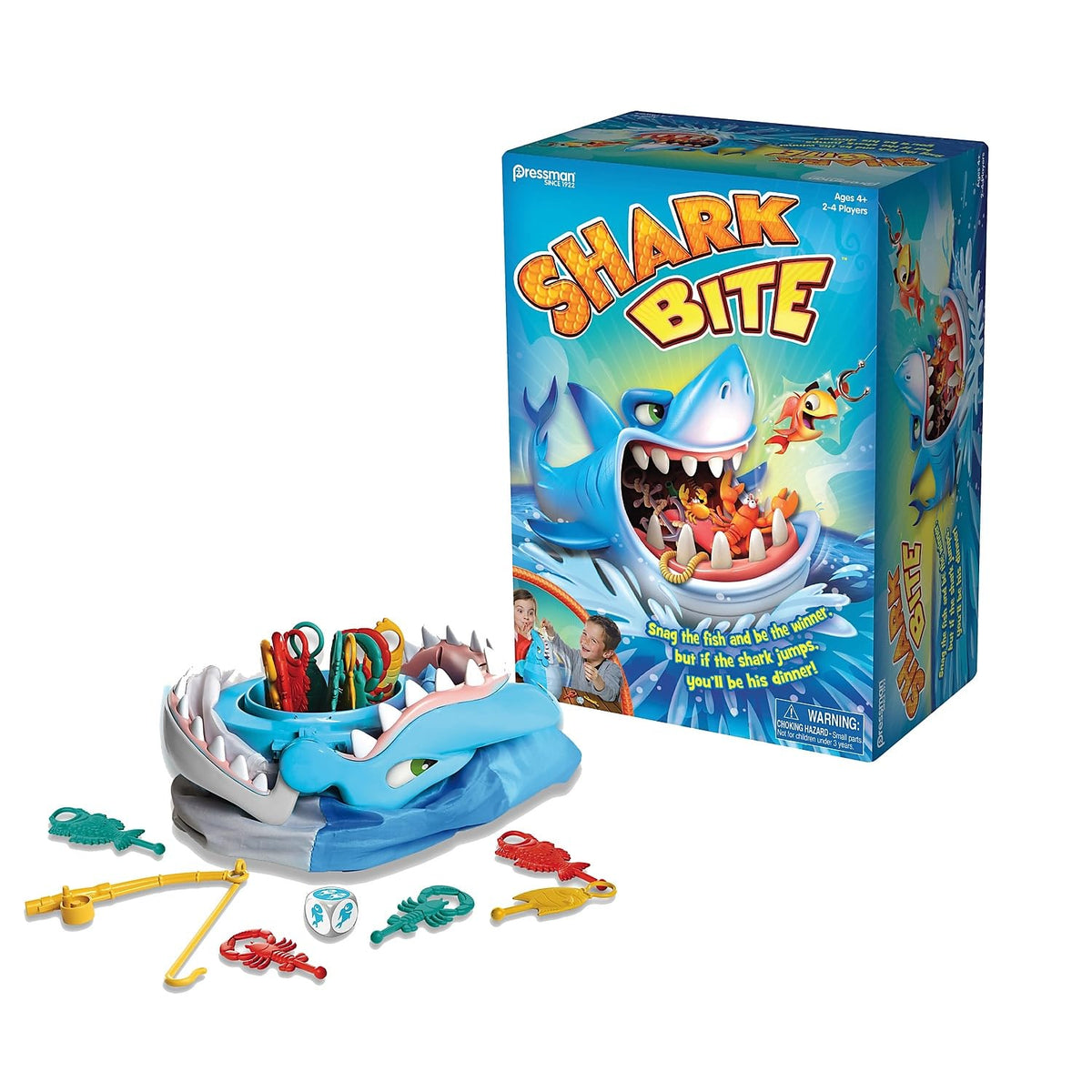 Pressman Shark Bite setup with sea creatures for family playtime