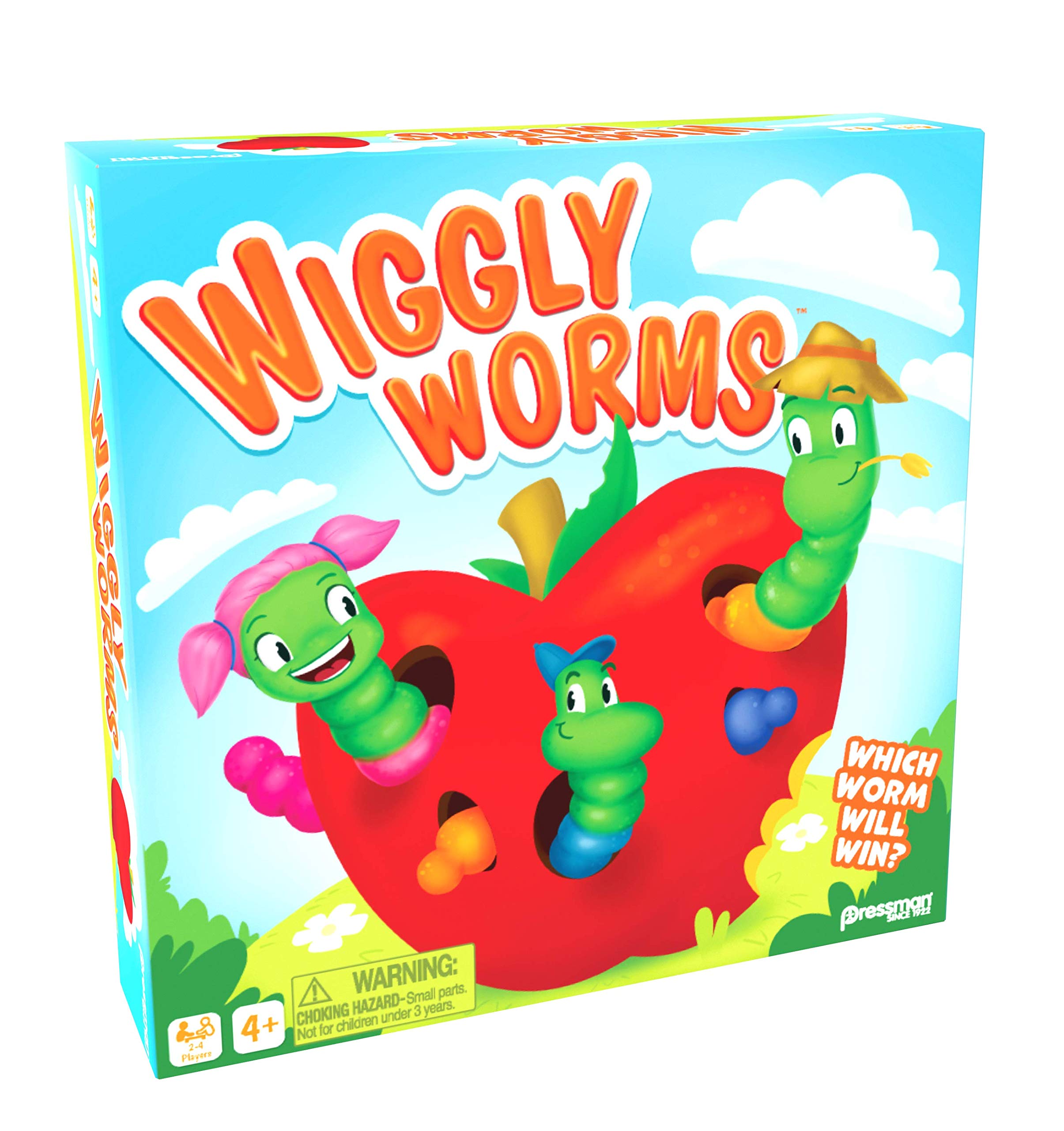 Pressman Wiggly Worms invites 2–4 players for shared play and counting