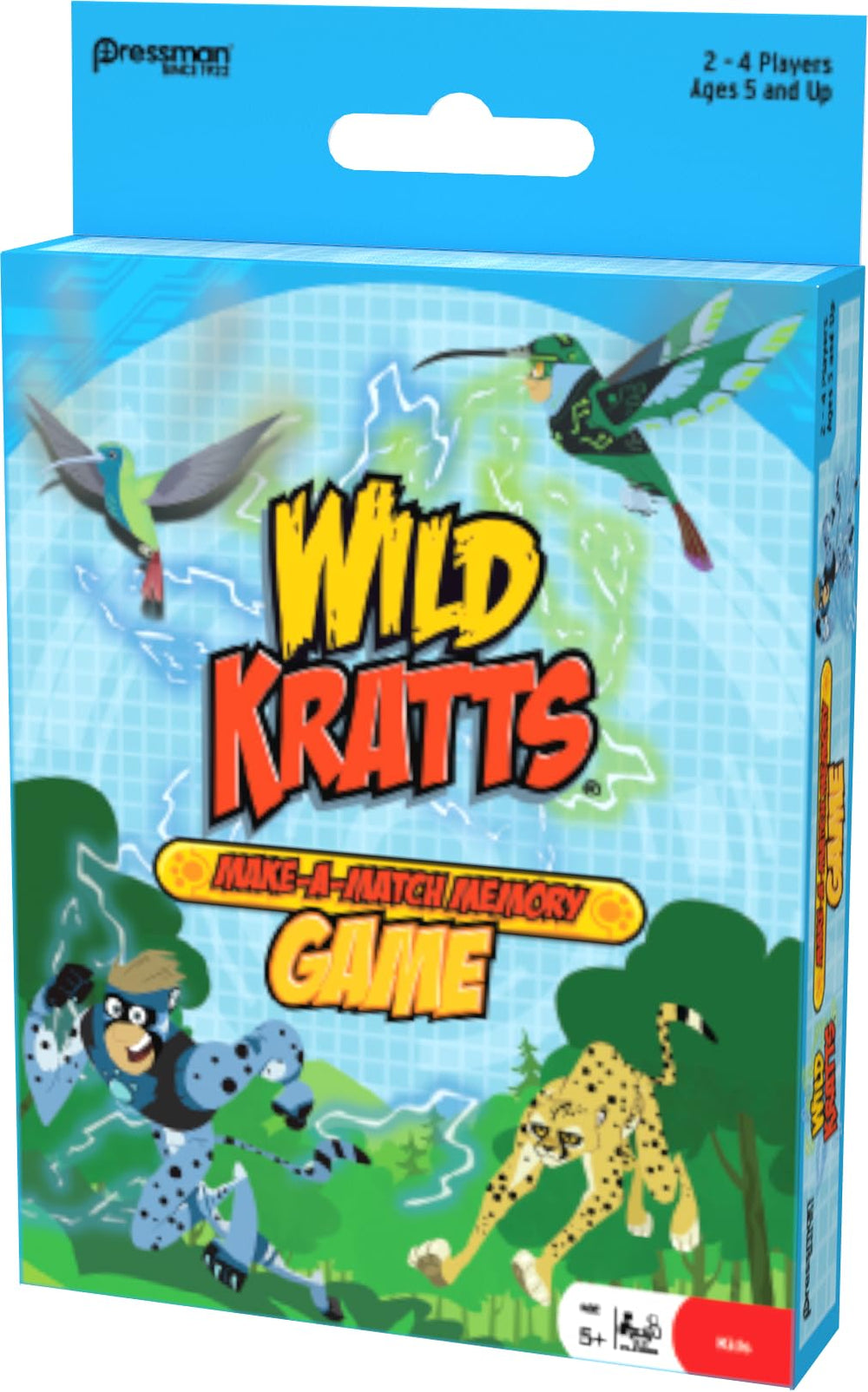Pressman Wild Kratts Make A Match box game supports 2-4 players for inclusive family fun.