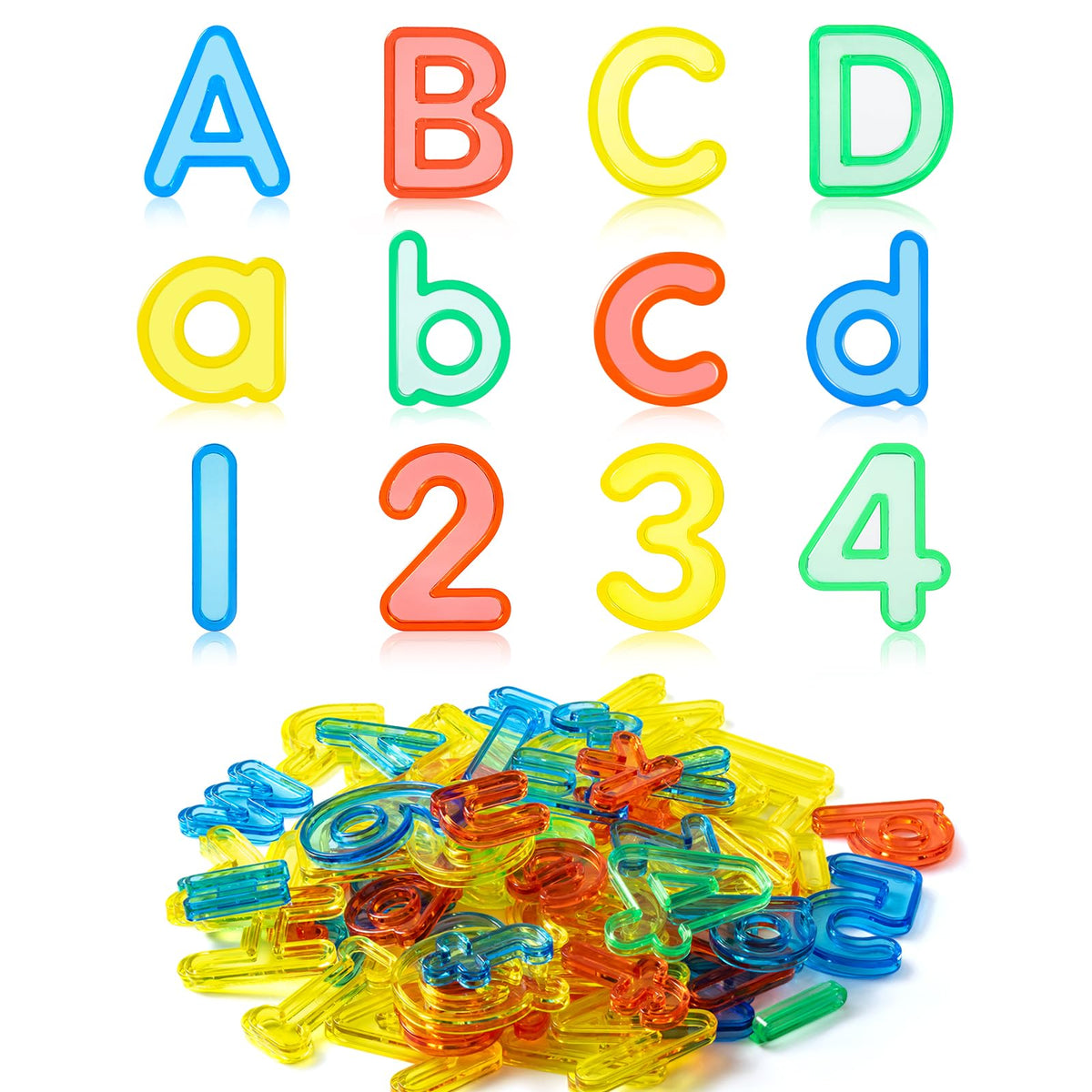 PreTrans 66-piece letters and numbers on a light table for engaging word building and math practice