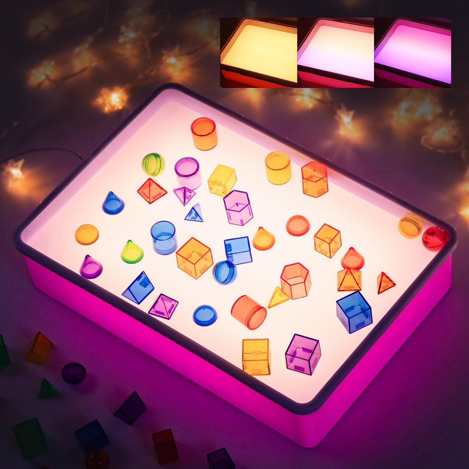 PreTrans sand painting light box with a soft glow for calm art sessions.