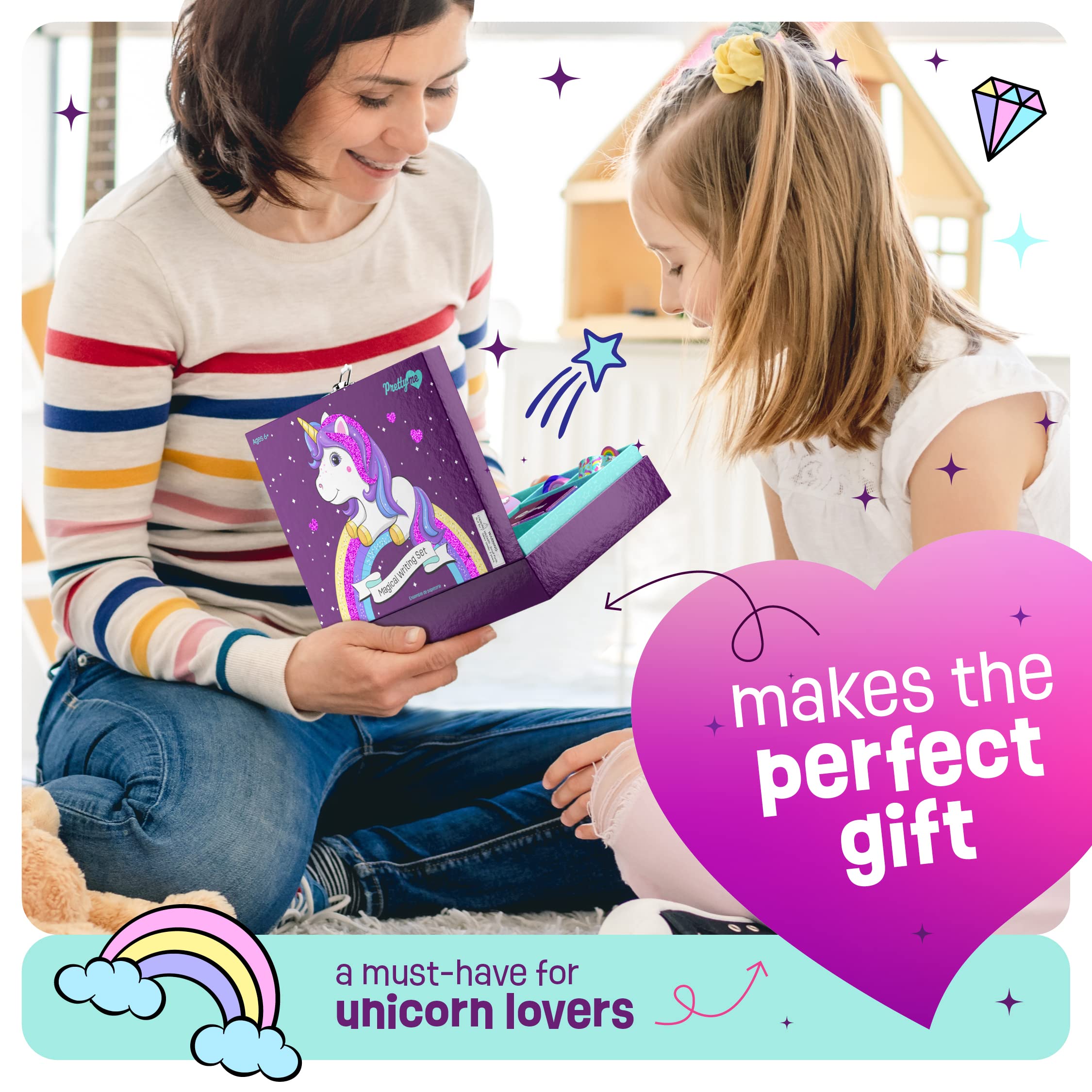 Pretty Me unicorn stamps and inkpad for fun, colorful stamping projects.