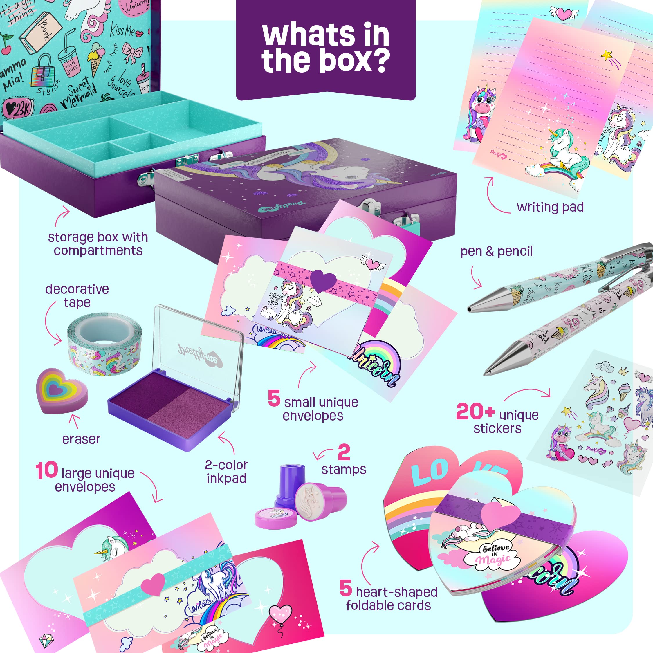 Pretty Me writing pad with colorful unicorn design for creative note taking.