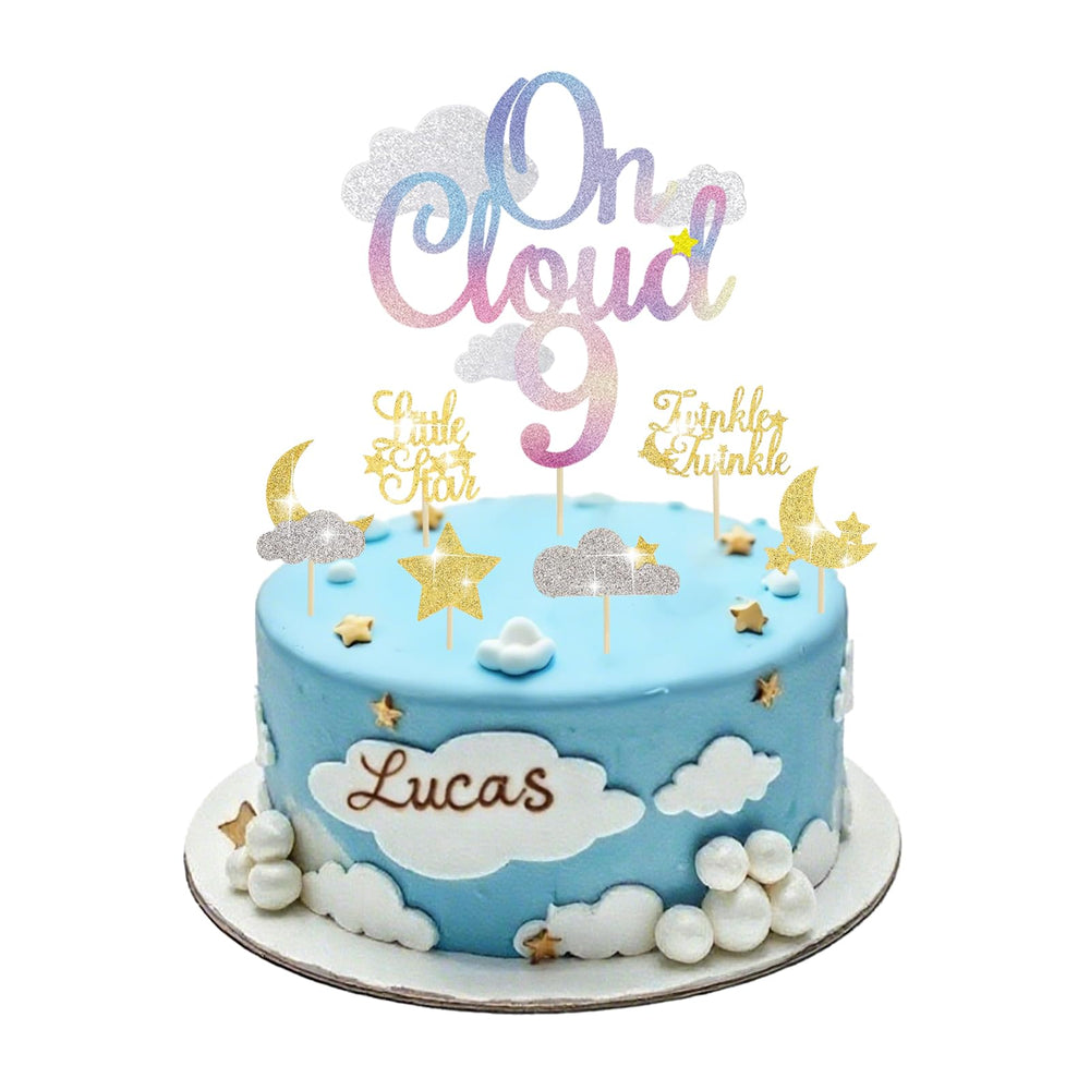 Pretyps Cloud-9 glitter cake topper for festive cupcake sparkle