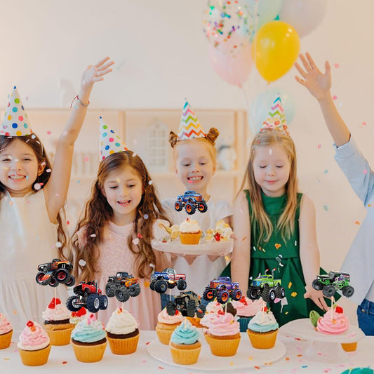 Pretyps monster truck cake decor picks brighten desserts for boys and girls.