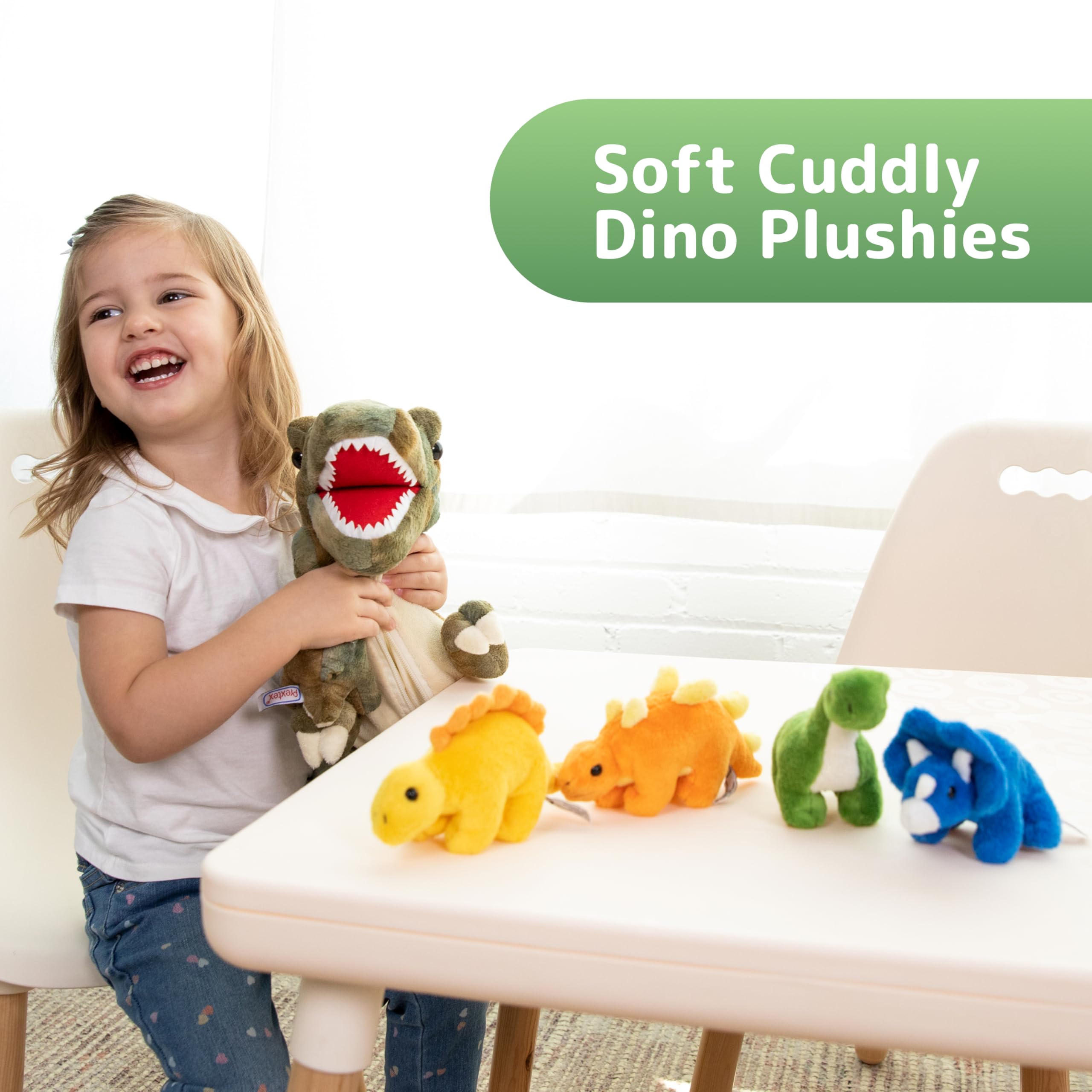 PREXTEX five baby dinosaurs inside the Mommy T-Rex for imaginative play and easy transport