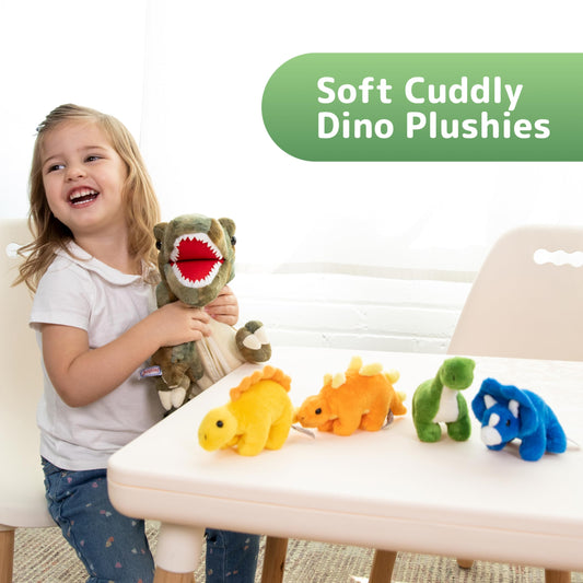 PREXTEX five baby dinosaurs inside the Mommy T-Rex for imaginative play and easy transport