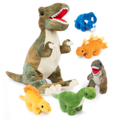 PREXTEX Mommy T-Rex with baby dinos inside, a soft storage-friendly cuddle companion