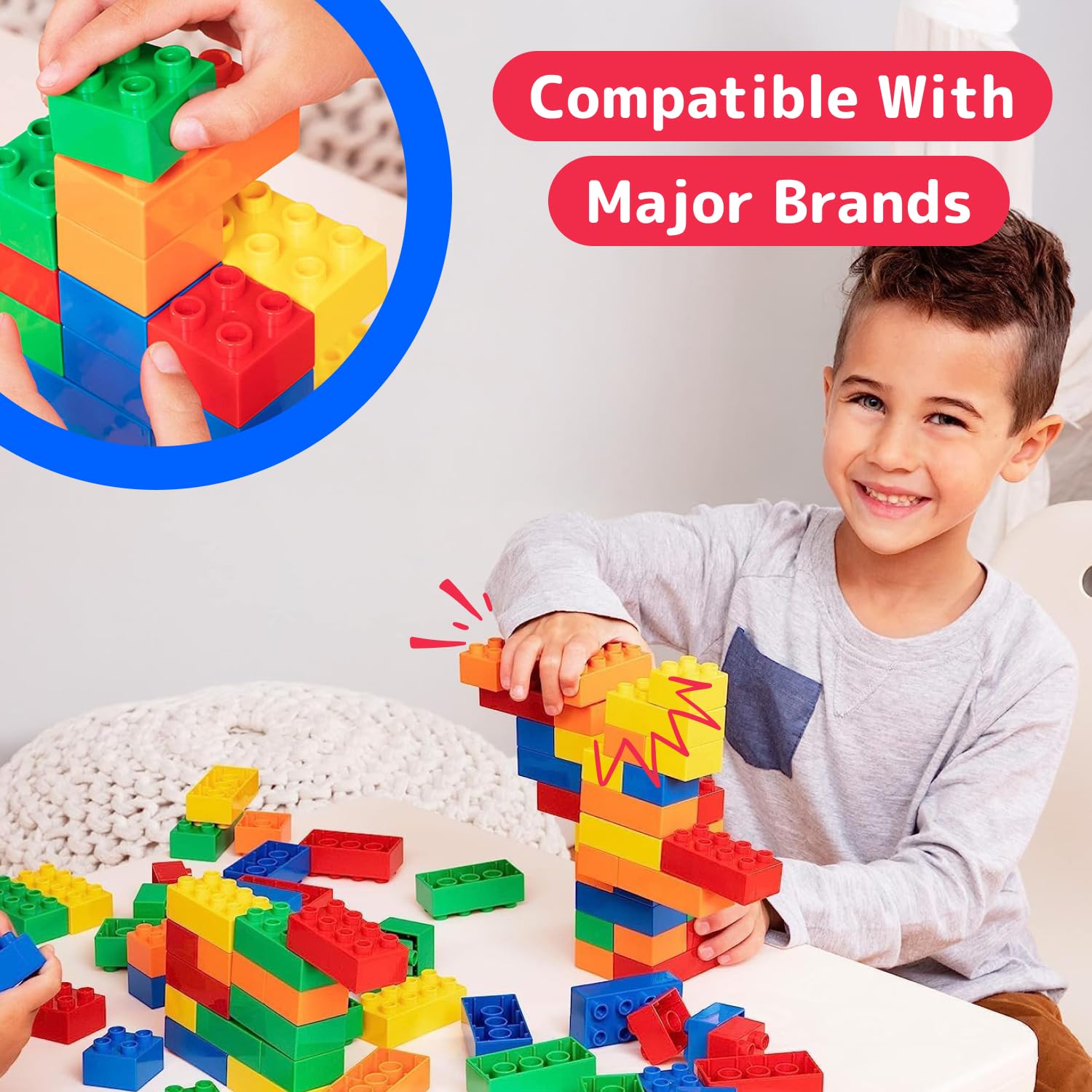 PREXTEX jumbo blocks with grip-friendly surfaces allow easy stacking for beginners