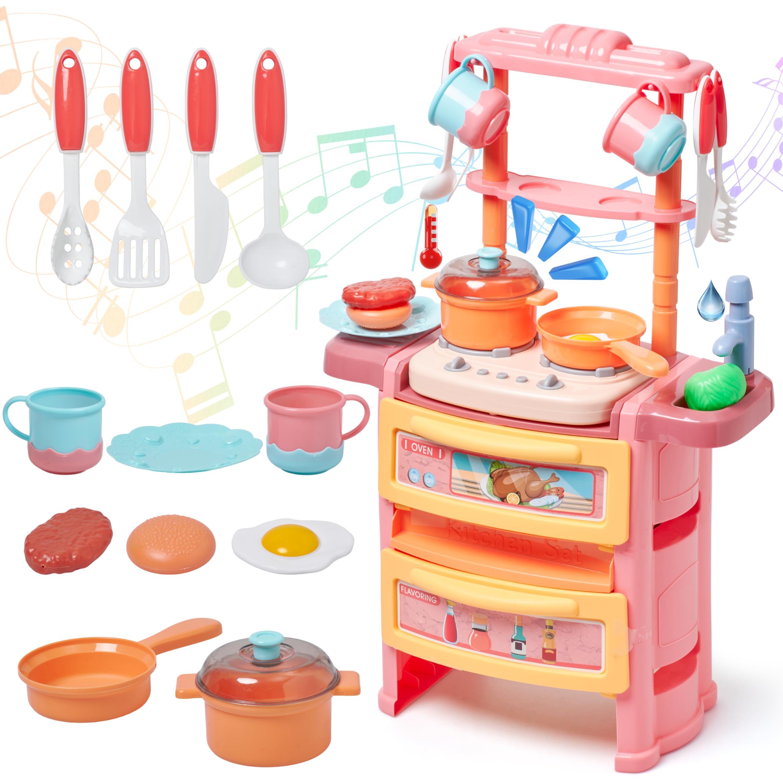 PREXTEX stove with lights and sounds enhances imaginative play and sensory engagement.
