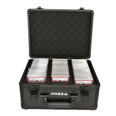 PREZA graded card storage box front view, compact and secure for PSA and BGS cards