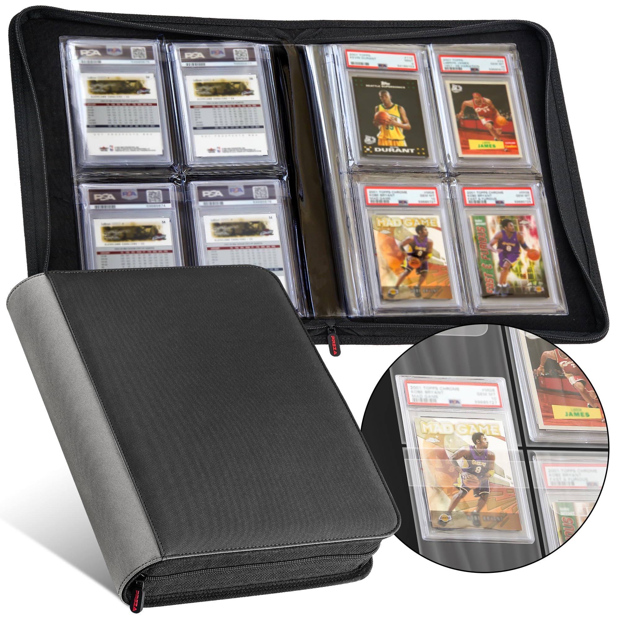 PREZA slab binder holds 32 graded slabs securely for organized collections.