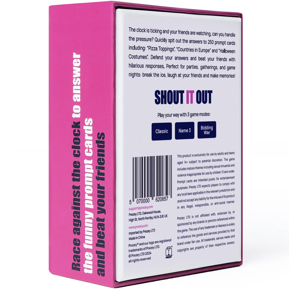 Prezey Shout It Out quick setup lets you start playing in minutes.