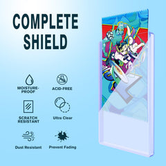 Prilino booster pack toploaders clear material enhances viewing while protecting.