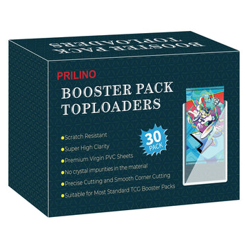 Prilino booster pack toploaders front view protects sealed packs.