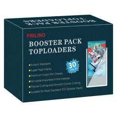 Prilino booster pack toploaders front view protects sealed packs.