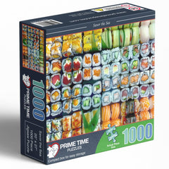 Prime Time Puzzles maki rolls with colorful fillings, crisp and satisfying to assemble