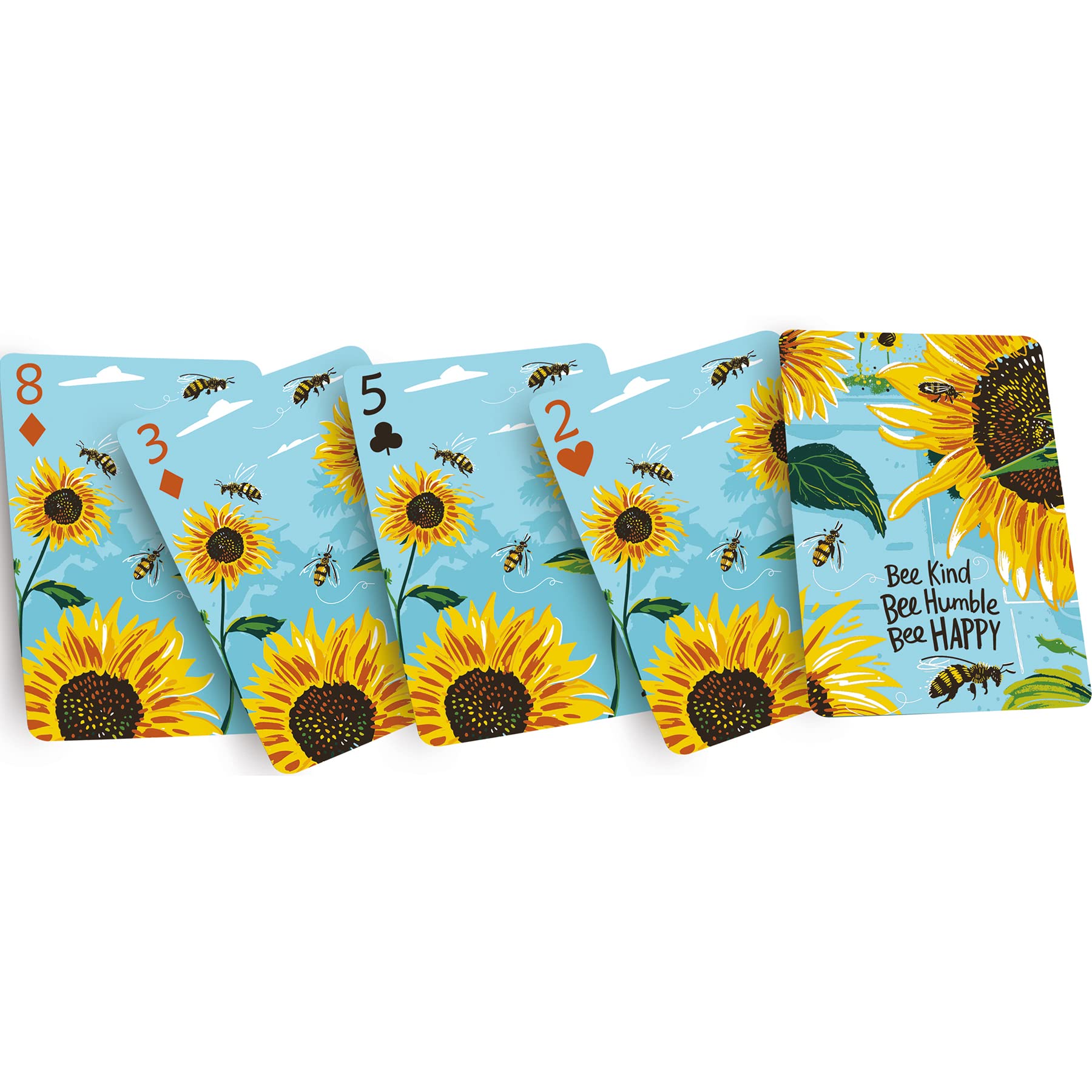 Primitives by Kathy Bee Happy playing cards back view in protective acrylic case for travel