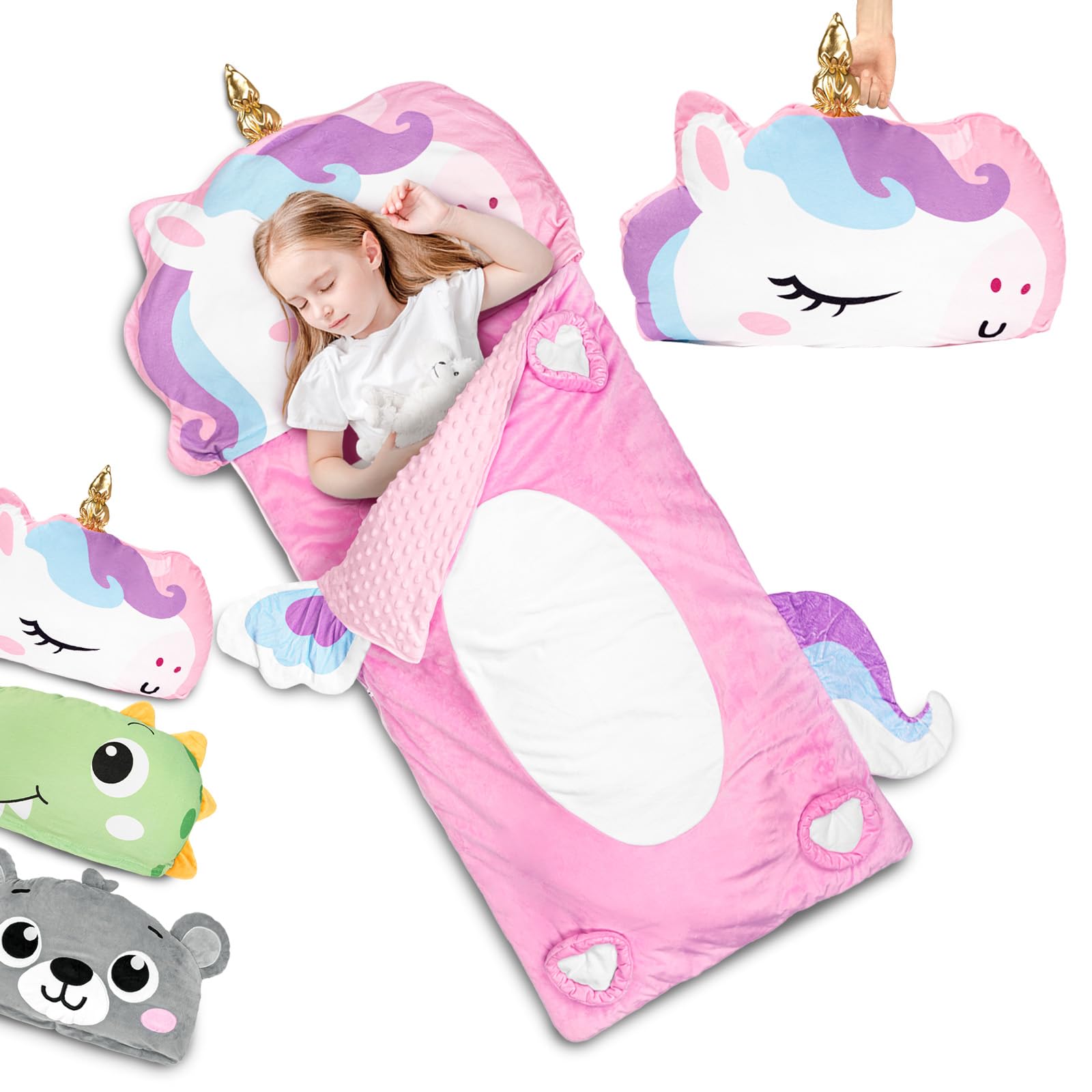 PRIMLECT kids sleeping bag with pillow, 3-in-1 design for travel and sleepovers.